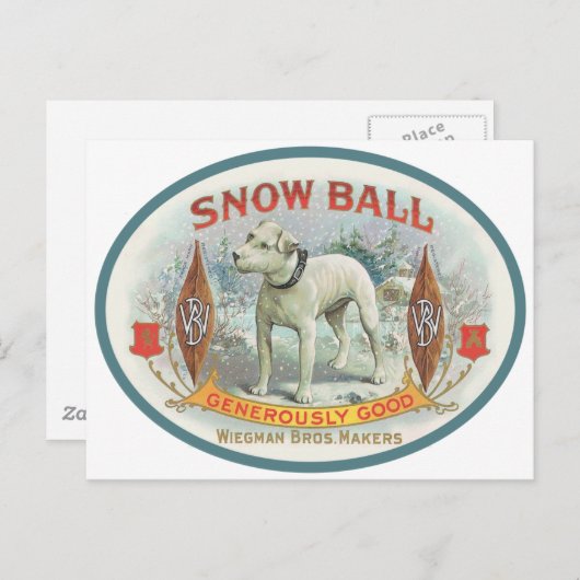Schneeball der Hund Postkarte (Vorne/Hinten)