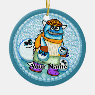 Schneeball-Monster Keramik Ornament