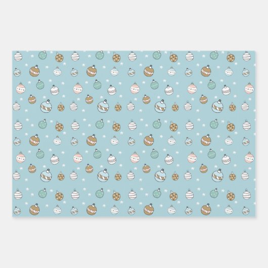 Schneeball-Weihnachten in Blau und Grün Geschenkpapier Set (Vorderseite 2)