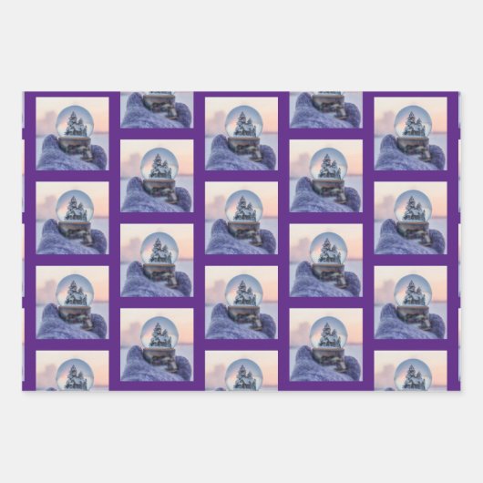 Schneeball Weihnachtsbaum Winterschnee Geschenkpapier Set (Vorderseite)