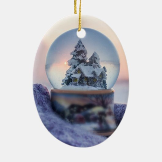 Schneeball Weihnachtsbaum Winterschnee Keramik Ornament (Hinten)