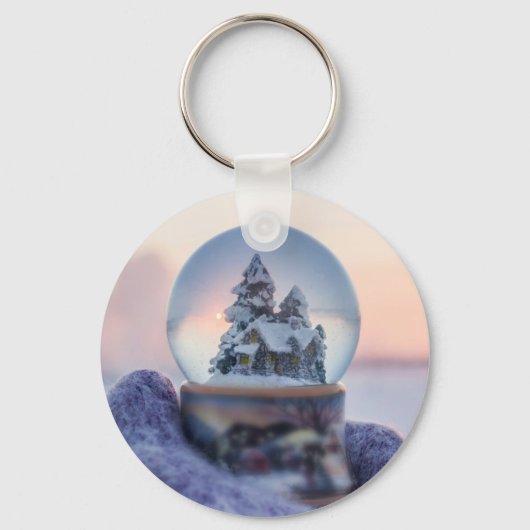 Schneeball Weihnachtsbaum Winterschnee Schlüsselanhänger (Vorderseite)