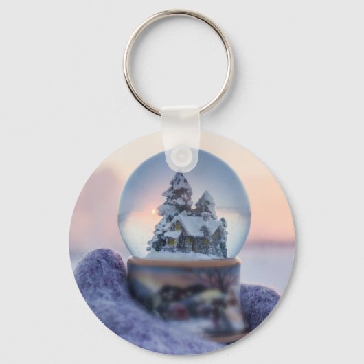 Schneeball Weihnachtsbaum Winterschnee Schlüsselanhänger (Rückseite)