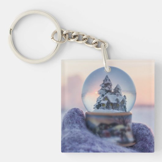Schneeball Weihnachtsbaum Winterschnee Schlüsselanhänger (Vorderseite)