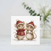 Schneeball-Weihnachtsmäuse Feiertagskarte (Stehend Vorderseite)