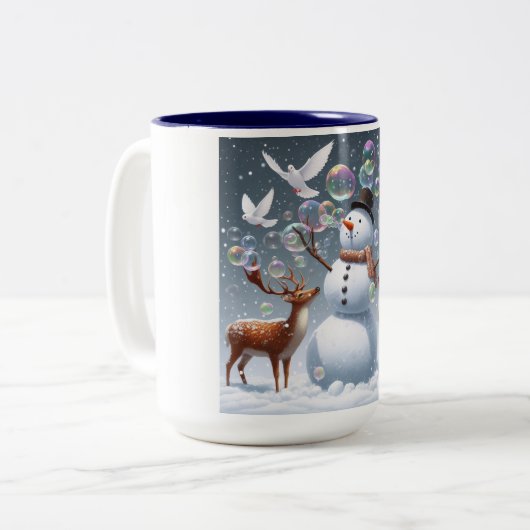 Schneeballblasen-Tasse Zweifarbige Tasse (Vorderseite Links)