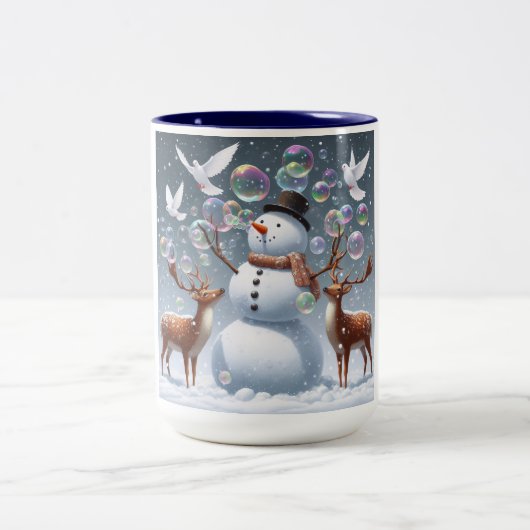 Schneeballblasen-Tasse Zweifarbige Tasse (Mittel)