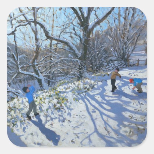 Schneeballkampf 2007 quadratischer aufkleber (Vorderseite)