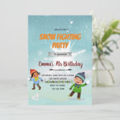 Schneeballkampf Geburtstagseinladung Einladung (Stehend Vorderseite)