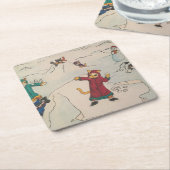 Schneeballkampf Rechteckiger Pappuntersetzer (angewinkelt)