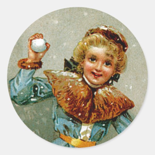 Schneeballkampf Runder Aufkleber (Vorderseite)