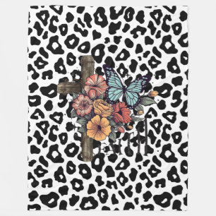 Schneeballkreuz, Blume und Schmetterlinge Fleecedecke