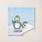 Schneeballpinguine Badhandtuch Set (Waschlappen)
