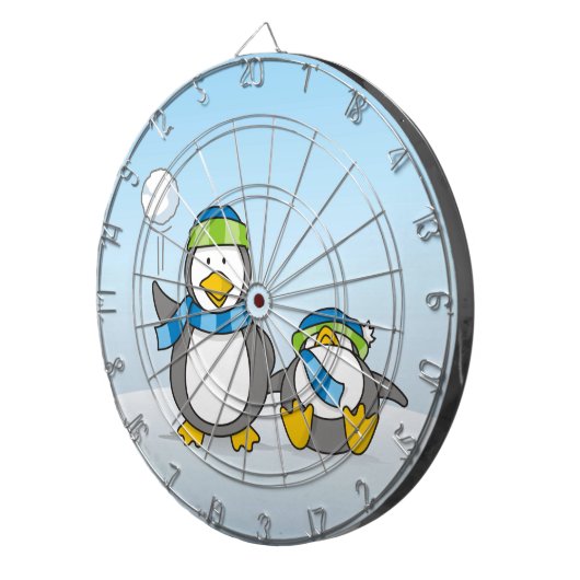 Schneeballpinguine Dartscheibe (Vorderseite rechts)