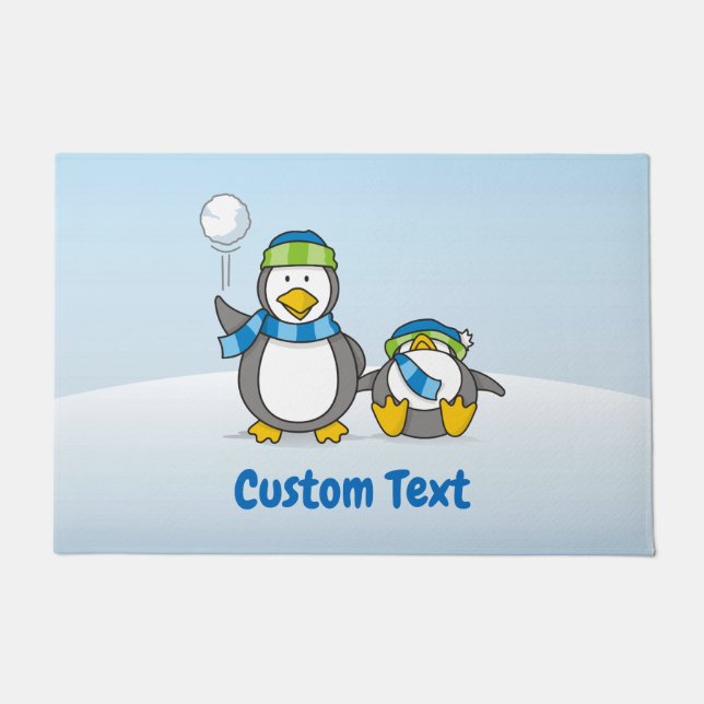 Schneeballpinguine Doormat Fußmatte (Vorderseite)