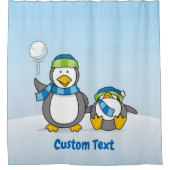 Schneeballpinguine Duschvorhang (Vorderseite)