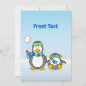 Schneeballpinguine Einladung (Vorderseite)