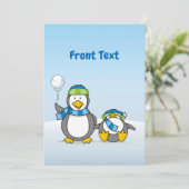 Schneeballpinguine Einladung (Stehend Vorderseite)