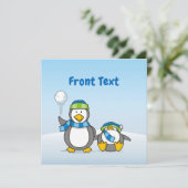 Schneeballpinguine Einladung (Stehend Vorderseite)