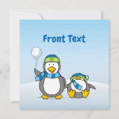 Schneeballpinguine Einladung (Vorderseite)