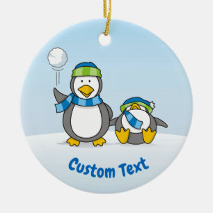 Schneeballpinguine-Keramik Keramik Ornament