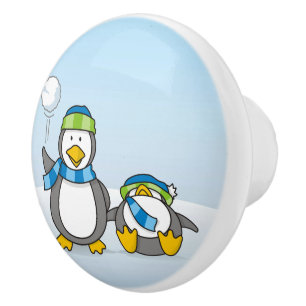 Schneeballpinguine Keramikknauf