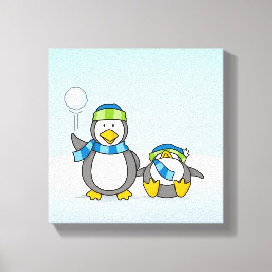 Schneeballpinguine Leinwanddruck (Vorderseite)