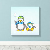 Schneeballpinguine Leinwanddruck (Insitu (Holzboden))