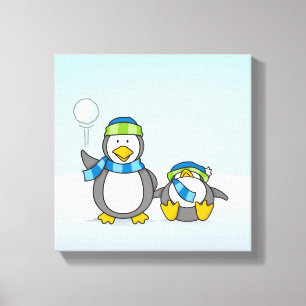 Schneeballpinguine Leinwanddruck