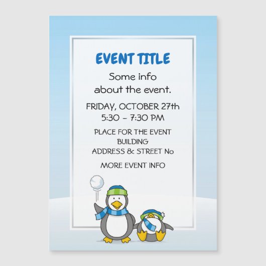 Schneeballpinguine Magnetkarte (Vorderseite)