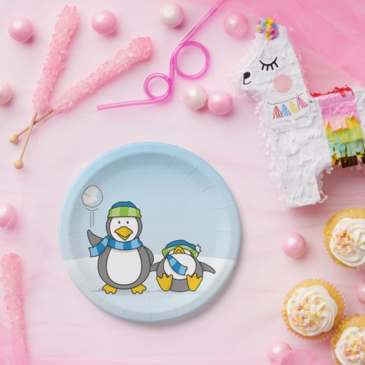 Schneeballpinguine Pappteller (Party)
