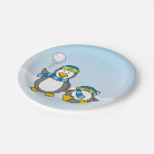 Schneeballpinguine Pappteller (Schrägansicht)