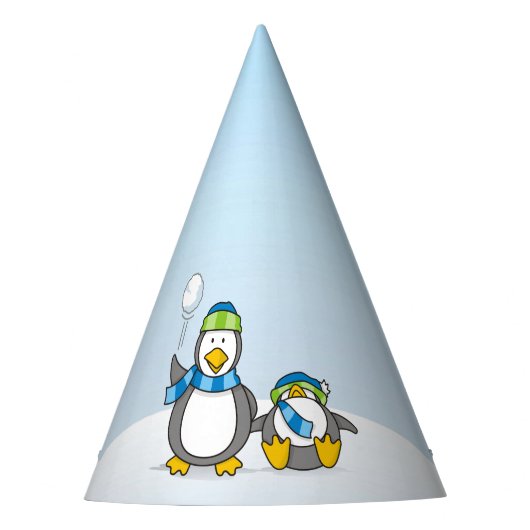 Schneeballpinguine Partyhütchen (Vorderseite)