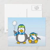 Schneeballpinguine Postkarte (Vorne/Hinten)