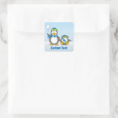 Schneeballpinguine Quadratischer Aufkleber (Tasche)