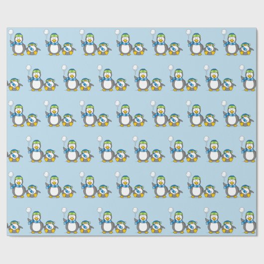 Schneeballpinguine verpacken Papier Geschenkpapier (Flach)