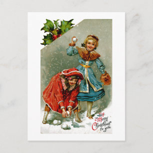 Schneeballschlacht Postkarte