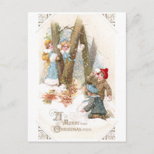 Schneeballschlacht Vintage Weihnachten
