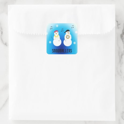 Schneeballspieler - Snowboarder Quadratischer Aufkleber (Tasche)