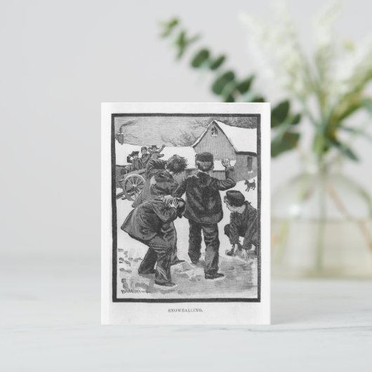 Schneeballsport! Postkarte (Stehend Vorderseite)