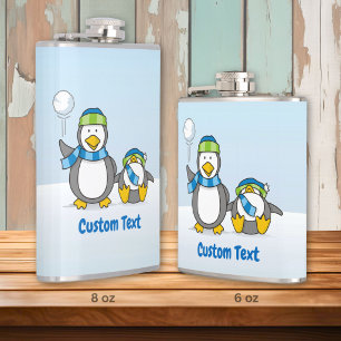 Schneeballwerfende Pinguine Flasche Flachmann