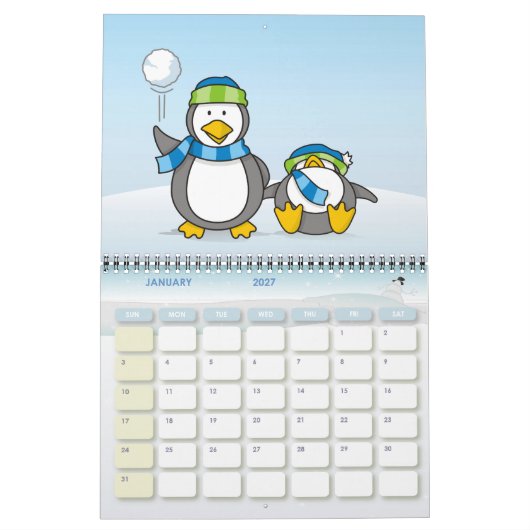 Schneeballwerfende Pinguine Kalender (Jan 2027)