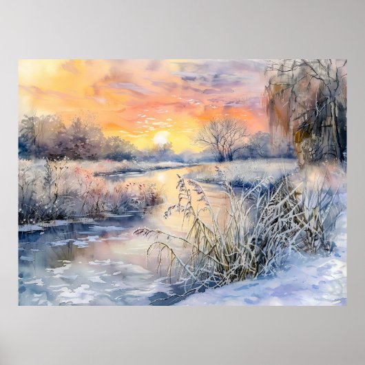 Schneebanken der Wasserfarbe Havel Havelland Poster (Vorne)