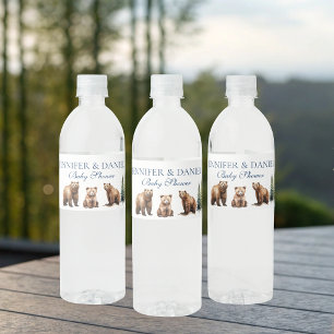 Schneebär-Abenteuer-Mountain-Winter-Babydusche Wasserflaschenetikett