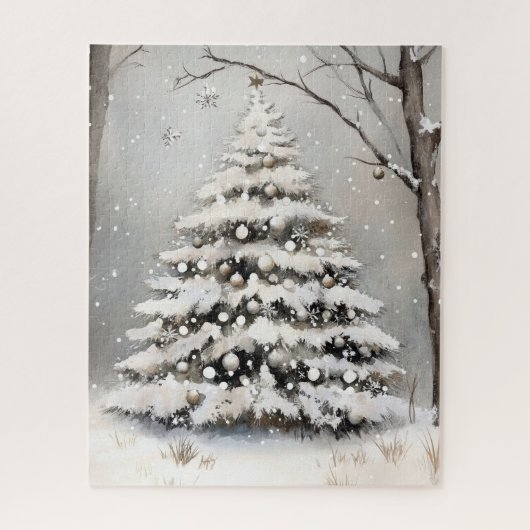 Schneebaum Winter Schnee Weihnachten Puzzle (Vertikal)