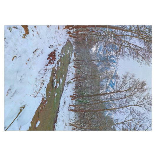 Schneebaume, Creek Forest Mountain Winterlandschaf Tischdecke (Vorderseite (Horizontal))
