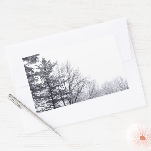 Schneebäume: Horizontal Rechteckiger Aufkleber (Umschlag)