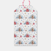 Schneebäume im Teakholz-Haus Geschenkanhänger (Rückseite)