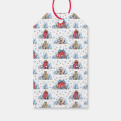 Schneebäume im Teakholz-Haus Geschenkanhänger (Rückseite)