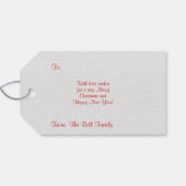 Schneebäume Rauch Kamin im Log House Geschenkanhänger (Rückseite Horizontal)